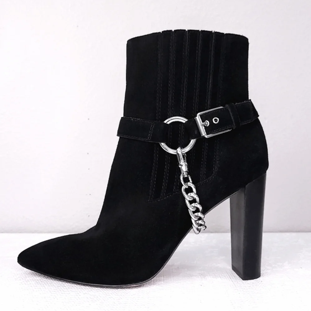 PAIGE London Chain Harness Heeled Ankle Booties - Picture 3 of 9